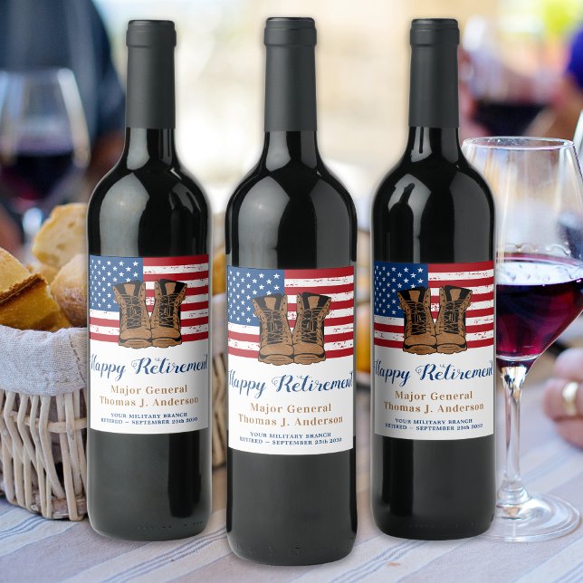 Étiquette Pour Bouteilles De Vin Militaire L'Armée Américaine Drapeau Botte Parti d (Créateur téléchargé)