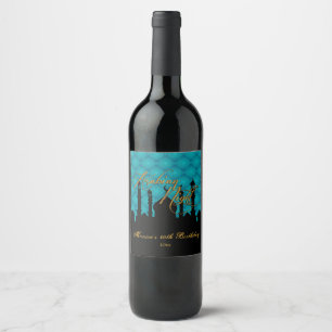 Étiquette Pour Bouteilles De Vin Mille et une nuits Teal élégant,
