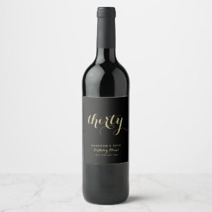 Étiquette Pour Bouteilles De Vin Minimaliste âge noir et or Étiquette de vin d'an