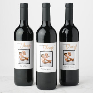 Étiquette Pour Bouteilles De Vin Minimaliste Élégant Simple Personnalisé Fiançaille