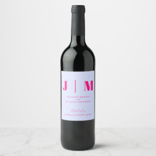Étiquette Pour Bouteilles De Vin Minimaliste Rose Lilas Simple Boisson Jour de mari