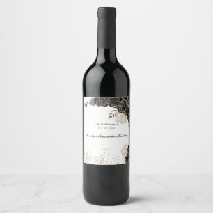 Étiquette Pour Bouteilles De Vin Mis XV Años Vin Étiquette noir et or