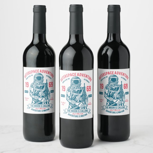 Étiquette Pour Bouteilles De Vin Mission Patriotique Apollo 11 (Bouteilles)