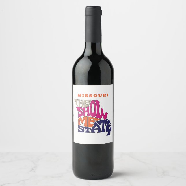 Étiquette Pour Bouteilles De Vin Missouri State Surnom Word Art (Devant)