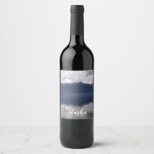 Étiquette Pour Bouteilles De Vin Misty Alaskan Sea dans les tons bleu