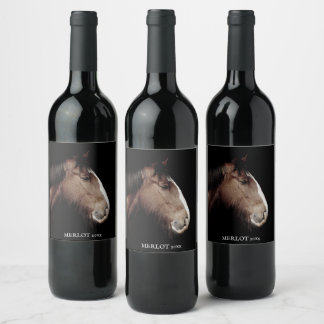 Étiquette Pour Bouteilles De Vin Mockup Elegant Cheval Étiquette de vin personnalis