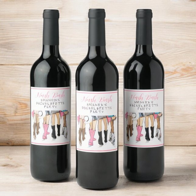 Étiquette Pour Bouteilles De Vin Mode Bachelorette Nashville dessinée à la main (Créateur téléchargé)