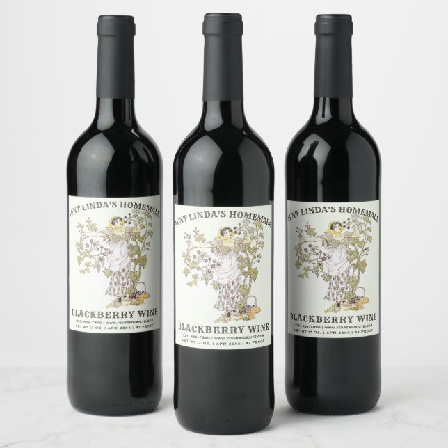 Étiquette Pour Bouteilles De Vin Modèle Blackberry fait maison Art nouveau (Bouteilles)