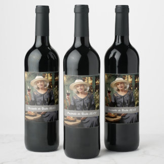 Étiquette Pour Bouteilles De Vin Modèle de photo personnalisé