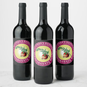 Étiquette Pour Bouteilles De Vin Modèle de vin de grenade maison Vintage