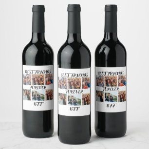 Étiquette Pour Bouteilles De Vin Modèle photo personnalisé "Best Friends Forever"