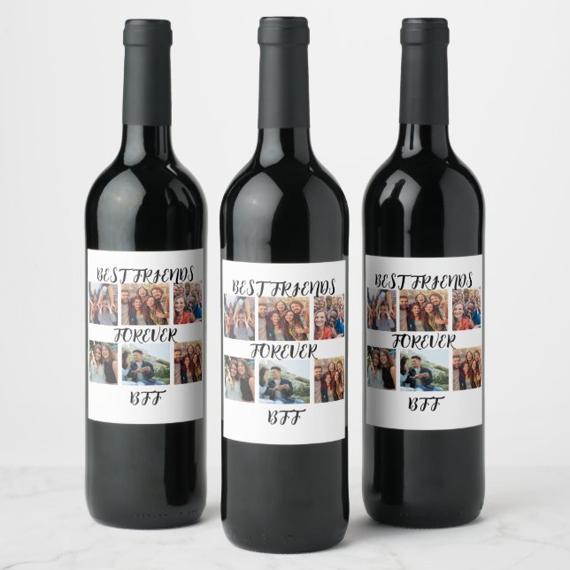 Étiquette Pour Bouteilles De Vin Modèle photo personnalisé "Best Friends Forever" (Bouteilles)