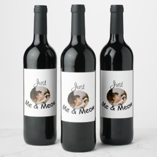 Étiquette Pour Bouteilles De Vin Modèle photo personnalisé "Just Me and Meow" -