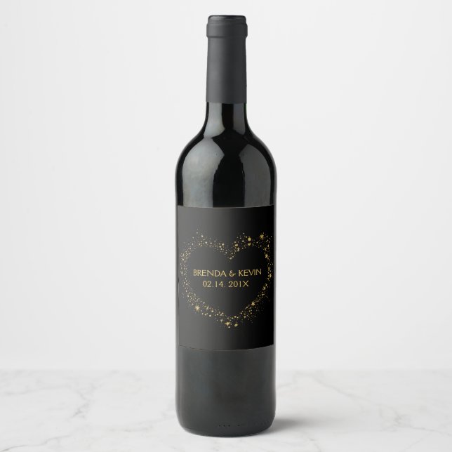 Étiquette Pour Bouteilles De Vin Modèle texte d'illustration Gold Heart (Devant)