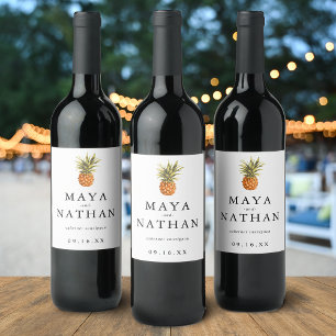 Étiquette Pour Bouteilles De Vin Modern Watercolor Pineapple Personalized