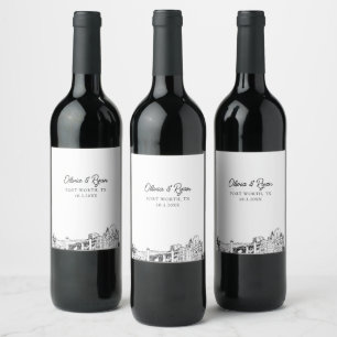 Étiquette Pour Bouteilles De Vin Moderne Fort Worth Texas Mariage Custom