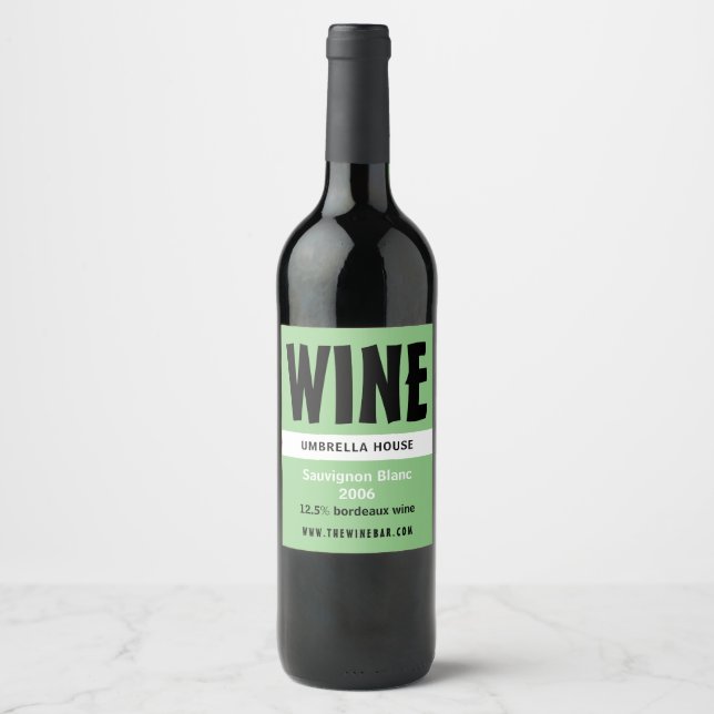 Étiquette Pour Bouteilles De Vin Moderne Gras, Bar À Vins/Vin (Devant)