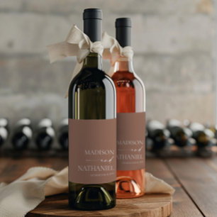 Étiquette Pour Bouteilles De Vin Moderne minimaliste élégant Mocha Mousse Mariage