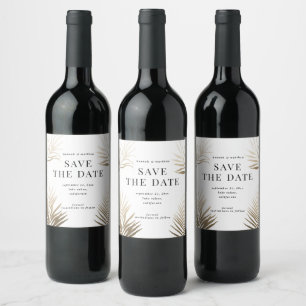 Étiquette Pour Bouteilles De Vin Moderne or feuille tropicale classe mariage élégan