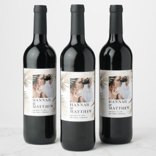 Étiquette Pour Bouteilles De Vin Moderne or feuille tropicale classe mariage élégan