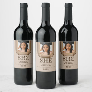 Étiquette Pour Bouteilles De Vin Moderne Retro Brown et Neutre Graduation