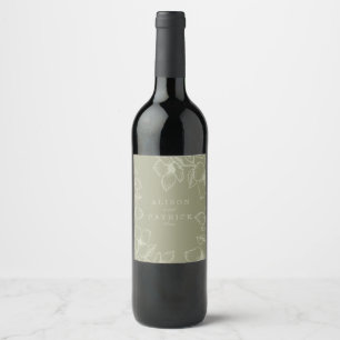 Étiquette Pour Bouteilles De Vin Moderne Sage VertFloral