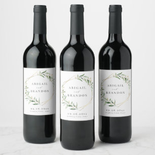 Étiquette Pour Bouteilles De Vin Moderne verdure géométrique Mariage rustique