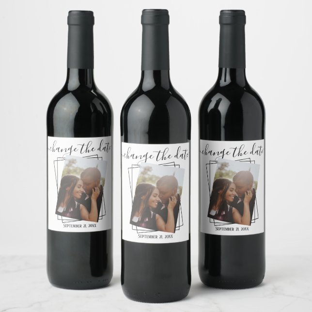 Étiquette Pour Bouteilles De Vin Modifier Le Mariage De Photo De La Typographie Dat (Bouteilles)