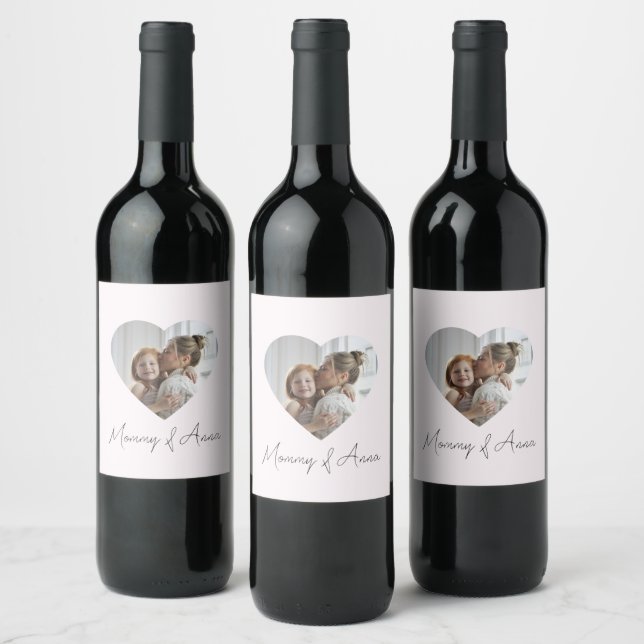 Étiquette Pour Bouteilles De Vin Mom Custom Name & Photo | Personalized Wine Label (Bouteilles)
