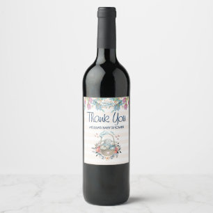 Étiquette Pour Bouteilles De Vin Momma Bunny dans le Baby shower de fleurs de panie