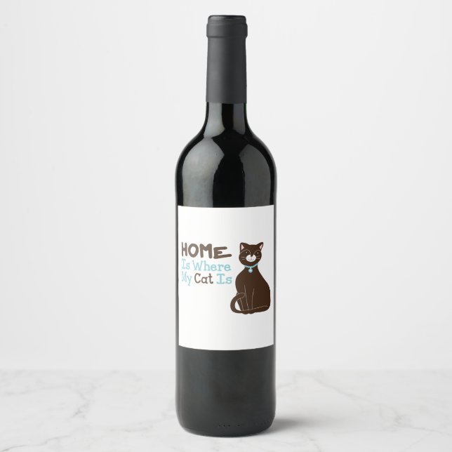 Étiquette Pour Bouteilles De Vin Mon chat (Devant)