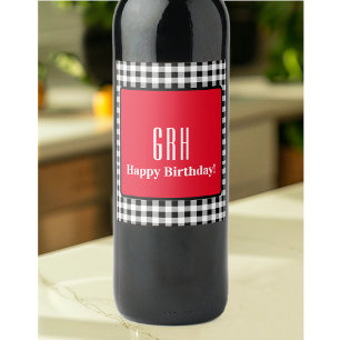 Étiquette Pour Bouteilles De Vin Monogram Birthday, Vérification de Buffalo à accen
