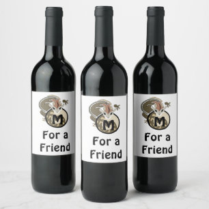 Étiquette Pour Bouteilles De Vin Monogramme de salamandre en tête de marteau