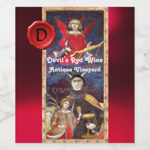 ÉTIQUETTE POUR BOUTEILLES DE VIN MONOGRAMME DE SCEAU DE VIN ROUGE DE DEVIL /TAROTS