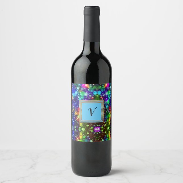 Étiquette Pour Bouteilles De Vin Monogramme Motif moderne et élégant Fête d'hiver # (Devant)