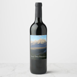 Étiquette Pour Bouteilles De Vin Montagnes de Jackson Hole (Parc national de Grand