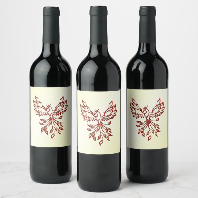 Étiquette Pour Bouteilles De Vin Montées rouges de Phoenix (Bouteilles)