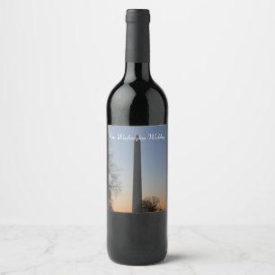 Étiquette Pour Bouteilles De Vin Monument Washington au coucher du soleil à DC