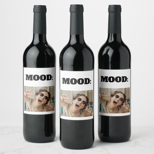 Étiquette Pour Bouteilles De Vin MOOD personnalisée minimale amusante Ajouter une p (Bouteilles)