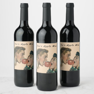 Étiquette Pour Bouteilles De Vin Morsure de partage maison Eve's Apple Wine Retro s