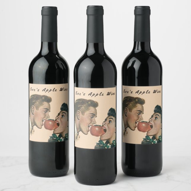 Étiquette Pour Bouteilles De Vin Morsure de partage maison Eve's Apple Wine Retro s (Bouteilles)