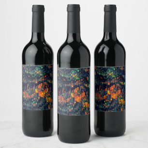 Étiquette Pour Bouteilles De Vin mosaïque Abstraite de feu de camp déplacé sur verd