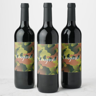 Étiquette Pour Bouteilles De Vin Motif Camouflage vert et Brown
