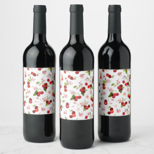 Étiquette Pour Bouteilles De Vin Motif cerise 1