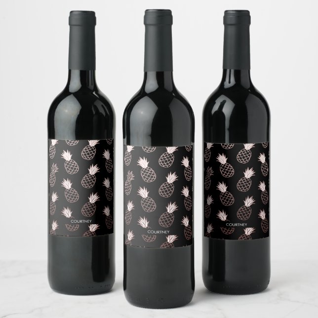 Étiquette Pour Bouteilles De Vin Motif d'ananas mignon (Bouteilles)