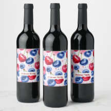Motif d'aquarelle Blue Red Fruit Berry Cherry
