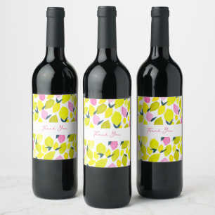 Étiquette Pour Bouteilles De Vin Motif d'aquarelle citron