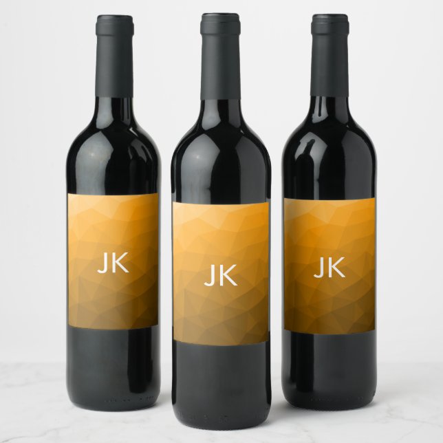 Étiquette Pour Bouteilles De Vin Motif de maillage géométrique dégradé orange (Bouteilles)