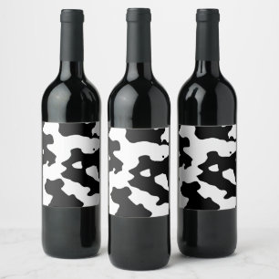 Étiquette Pour Bouteilles De Vin Motif de vache noir et blanc