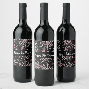 Étiquette Pour Bouteilles De Vin Motif des toiles d'Halloween et araignées